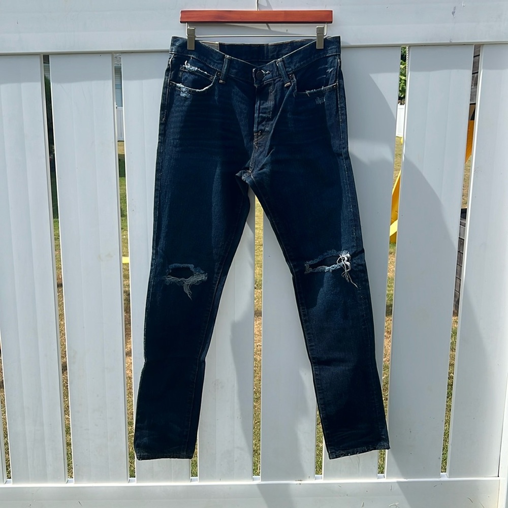 Abercrombie and Fitch Dark Wash Distressed Skinny Jeans